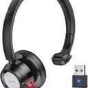 Link Dream Trucker Bluetooth Headset 20H Talktime Wireless Headset with 270Rotatable Noise Cancelling Microphone USB Dongle for Online Meeting, Office Home, Call Center, Computer, Cell Phone (BH60)