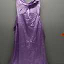 ShawGobow Satin Formal Dress,V Neck Backless Long Prom Dresses for Women,Sexy Elegant Wedding Guest Cocktail Outfit, Size M, Light Purple