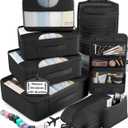 Veken 10 Set/8 Set Packing Cubes for Travel Essentials, Suitcase Organizer Bags in 4 Sizes, Carry-On Luggage Accessories with Laundry Bag & Passport Holder, Airplane Must Have, Camp Gifts for Men (01 Black)
