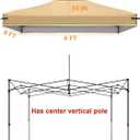 8x8 Canopy Replacement Top Cover for Straight Leg Frame with Center Support Pole, Waterproof UV Resistant Pop Up Canopy Tent Top with Air Vent, Top Only (Beige)