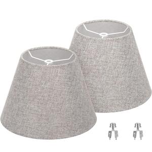 Lamp Shades for Table Lamps, Gray Lampshades Set of 2, 5.5" Top x 10" Bottom x 6.6" High, Natural Linen Lamp Shades for Floor Lamps Bedside Lamps, Spider, Bulb Clip Adapters Included