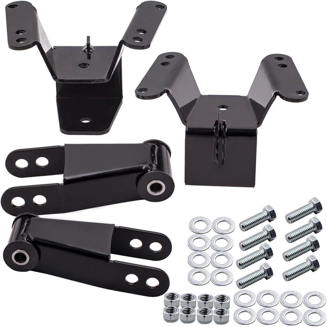 Tuningsworld 4" Lowering Spring Shackle and Hanger Kit for Chevy for GMC C10 1973-1987 2WD Rear Drop Kits