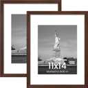 ENJOYBASICS 11x14 Picture Frame, Display Poster 8x10 with Mat or 11 x 14 Without Mat, Wall Gallery Photo Frames, Brown, 2 Pack