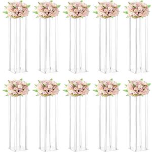 10 Pcs Wedding Centerpieces Acrylic Vases Clear Column Flower Vase Stands 7.87'' x 7.87'' x 31.5'' Rectangular Flower Display Table Stands for Wedding Party Events Reception Table Decor