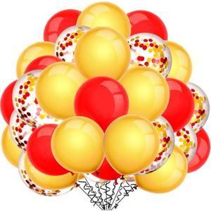 TecUnite 80 Pcs Red and Yellow Confetti Balloons 12 Inch for Wedding Event Party Arch Balloons Baby Shower Birthday Party Decorations Supplies