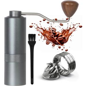 Manual Coffee Grinder - Precision CNC Stainless Steel Burr Grinder with Adjustable Settings, Grey Blue, Double Bearings for Smooth Grinding - Ideal for Home, Office, and Camping Espresso Enthusiasts Manual Coffee Grinder - Precision CNC Stainless Steel Burr Grinder with Adjustable Settings, Grey Blue, Double Bearings for Smooth Grinding - Ideal for Home, Office, and Camping Espresso Enthusiasts