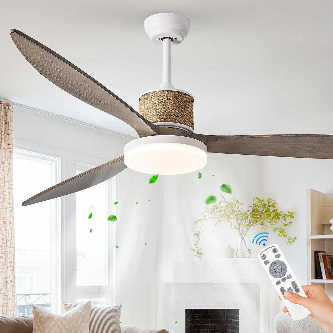 72in Large Boho White Ceiling Fan Lights with Remote Control 42W LED Coastal Ceiling Fan with Lights 3 Blade Weathered Wood Ceiling Fans Outdoor Farmhouse for Patio Living Room Kitchen