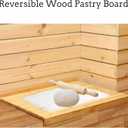 Reversible Bamboo Pastry Board, Large Bamboo Wooden Cutting Board with Counter Edge Reversible Pastry Board for Kitchen Chopping Board Butcher Block with Lip for Counter Table Top, 21.7"L x 15.8"W