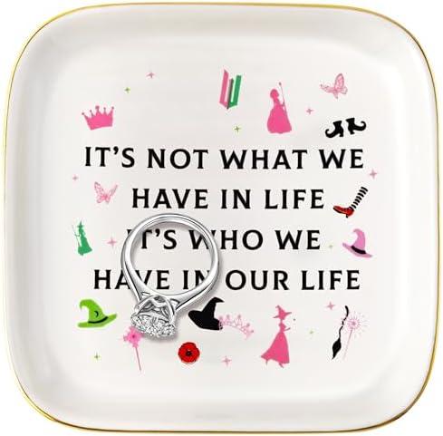 Fiupan Music & Musical Jewelry Ring Dish - Trinket Small Jewelry Case Birthday Gift for Fans, Ceramic Tray Rings Earrings Necklaces Decorative Dish for Woman Girls Friends (Evil Witch & Words)