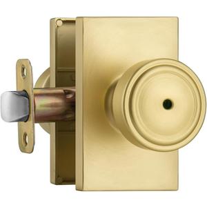 parro Gold Door Knobs Interior,Privacy Door Knob with Lock,Pismo Doorknob with Rectangle Rosette for Bath & Bedroom