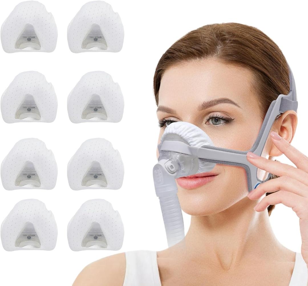8 Pack N20 Nasal CPAP Mask Liners Compatible with Small Size N20 Nasal Mask Cushions. Enjoy Silky Comfort, Reducing Facial Redness and Pressure Marks for Enhanced Comfort (Ice White)(S)