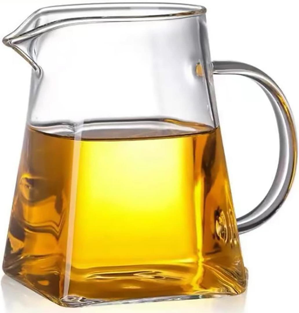 Glass Pitcher with Handle, Milk and Cream Pitcher Cup Jug, Heat Resistant Borosilicate Glass Creamer for Coffee Tea or Maple Syrup Serving, Stovetop & Microwave Safe (32oz/ 950ML)