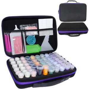 LEIYULY 60 Slots Storage Container for Diamond Art Kits with Diamond Art pens Tools and Portable Bead Storage Boxes, Diamond Art Storage Case and Diamond Art Storage Case