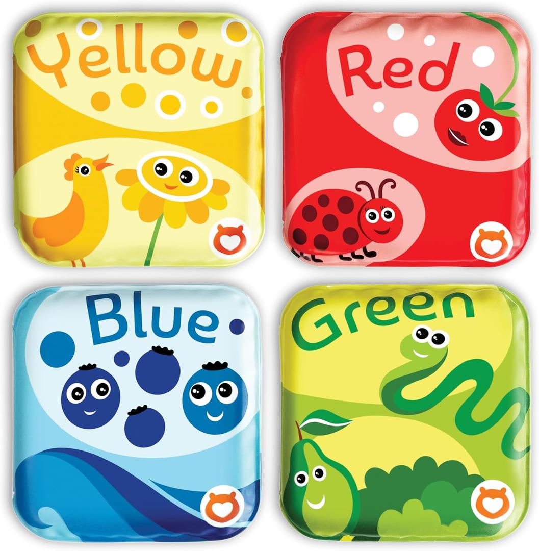 BabyBibi Floating Baby Bath Books for Baby. Kids Learning Bath Toys. Waterproof Bath time Toys for Toddlers. Kids Educational Infant Bath Toys. (Set of 4: Color Recognition Bath Books)