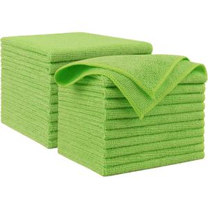 AIDEA Microfiber Cleaning Cloth, 20PK, Microfiber Towels for Cars, Premium All Purpose Car Cloths, Dusting Cloth Cleaning Rags, Absorbent Towels for SUVs, House, Kitchen, Window, 12"12", Green
