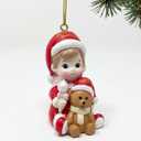 Baby’s First Christmas Ornament 2025- My First Christmas Ornament Keepsake for Baby Boy and Girl, Baby in Santa Hat Holding Teddy Bear, 1st Christmas Ornament Gift, Baby’s First Christmas Decoration