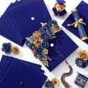 Gersoniel 5 Sheets Adhesive Graduation Cap Velvet Topper Decorations, 10x10 Inch Self-Adhesive Fabric Cardstock Grad Cap Cover for Graduation Hat Topper Craft DIY(Royal Blue)