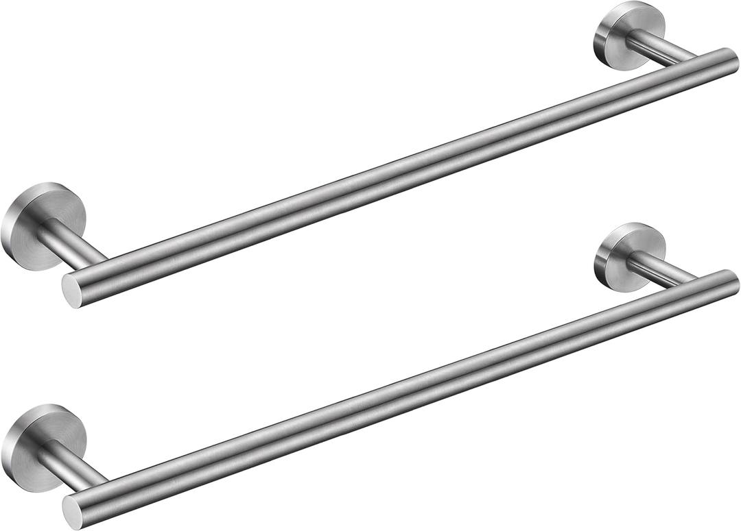 Nolimas Brushed Nickel Bath Towel Bar Single Bars Towel Rack Rod Classic Wall Mounted SUS304 Stainless Steel Toilet Kitchen Bathroom Towel Holder Towel Shelf Single Layer,24 inches-2 Pack