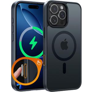 FNTCASE for iPhone 16 Pro Case: Magnetic Matte Translucent Military Grade Drop Protective Phone Case | Shockproof Thin Rugged Durable Protection Bumper Cover