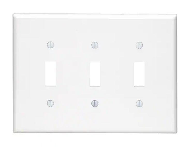 4 Pack Set Triple Switch Wall Plate Bulk White 3pcs And Sheet Metal Screws 15pcs