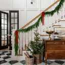 9FT Christmas Garlands Artificial Norfolk Pine Garlands Real Touch Winter Pine Garland for Table, Mantle, Wall, Indoor, Outdoor Christmas Decorations