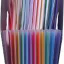 13 Pockets Expanding Accordion File Organizer, 10" x 12", Expandable A4/Letter Size Folder, Standing Document Storage Organizer for Desktop (Black Cover and Rainbow Pockets, 13 Pockets)