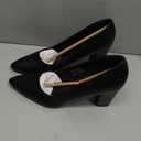 Heel The World Women's High Chunky Block Closed Toe Heels, Slip On Pointed Toe Work Dress Office Wedding Party Pumps Shoes, Black Pu, Size 8