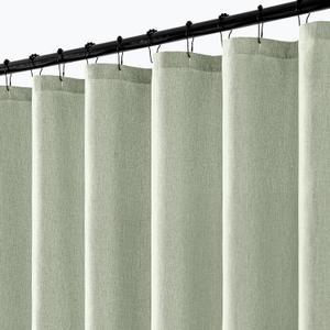ANRODUO Linen Shower Curtain, Farmhouse Fabric Shower Curtain Set with 6 Metal Hooks, Waterproof Heavy Duty Textured Polyester, Button Hole Design, Machine Washable for Bathroom, W36xL72, Sage Green