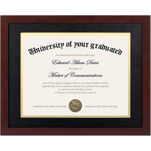 upsimples 11x14 Diploma Frame Certificate Degree Document Frame with High Definition Glass, 8.5 x 11 with mat for Wall and Tabletop, Mahogany Double Mat, 1 Pack
