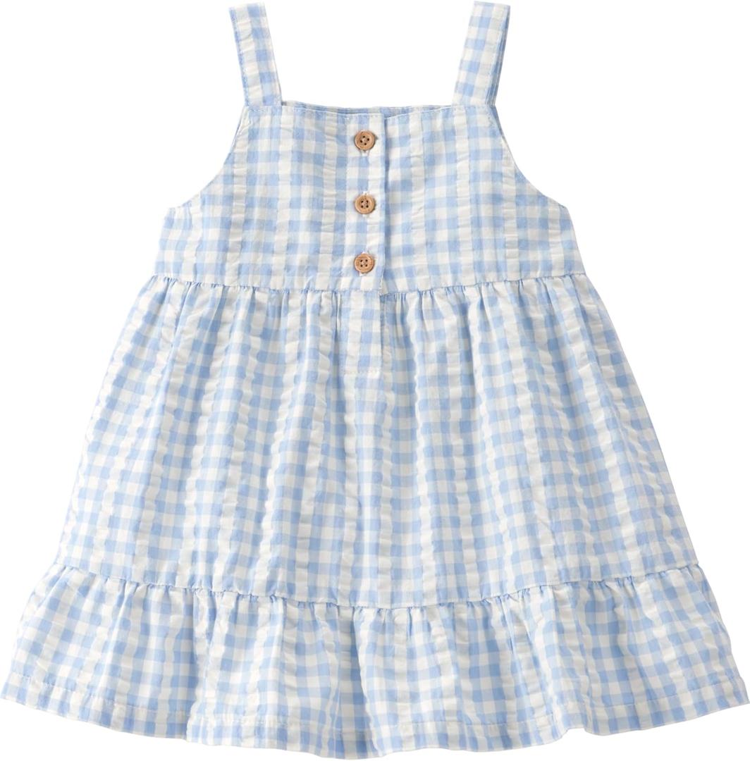 Little Planet by Carter's Baby-Girls Dress Made with Organic Cotton (2T, Blue Gingham)