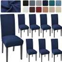Aertiavty Chair Covers for Dining Room Set of 8 Kitchen Chair Seat Covers, Dining Room Chair Covers Chair Slipcover Parsons Chair Covers, Navy Blue