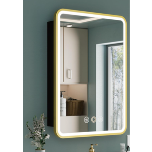 keazile 20x28 Inch Medicine Cabinet with Mirror, Recessed or Surface Mount Bathroom Medicine Cabinet with LED Lights, Anti-Fog, Memory Function, Adjustable Shelf, Dimmable Light, ETL Listed, Gold,Left Hinge
