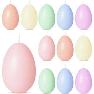 Rossesay 12 Pcs Easter Egg Votive Candles 1.8'' x 2.4'' Colored Unscented Egg Shaped Candles Smokeless Tealights for Easter Party Home Decoration Supplies (Macaron Style)