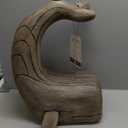 Whale Side Table Driftwood Brown Mediterranean Nautical Coastal Round Glass Distressed Reclaimed Look