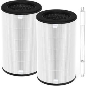 𝟐 𝐏𝐚𝐜𝐤 AP-T45 AP-T40FL Filter Compatible With Homedics TotalClean Purifier Models AP-T40, AP-T40WT, AP-T43-WT, AP-T45-BK & AP-T45-WT, 2* T40 Filter & 1 * 3W AP-UV1 Bulb, Costco Model 1461901