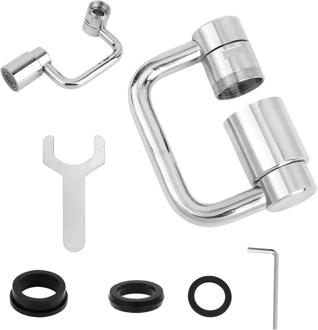 Universal 1440 U Shaped Faucet Extender, with 2 Adjustable Spray Modes 1080 Rotating Faucet Extender Aerator Extension for Kitchen & Bathroom Tap Sink (Silver)