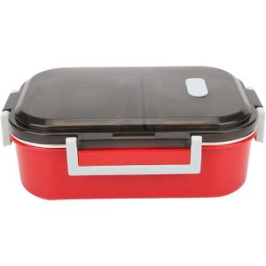 Stainless Steel Lunch Box Portable Food Container with Vent Hole and Short Buckles For Outdoor Travel, Camping, Picnic 700Ml 8.3X5.9X2.8In (red)