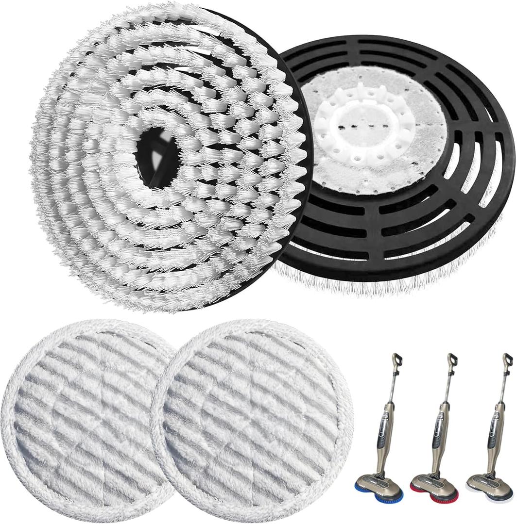 4 Pack S7001 Upgraded Steam Mop Replacement Brush Pads, Compatible with Shark S8201/S8001/S7201/S7000 Series Steam and Scrub Mop, Nylon Bristle for Polishing Hard Floors (2 White, 2 Gray)