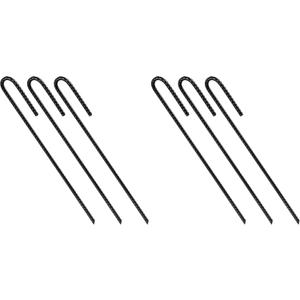 Rebar U/J Hook Extra Heavy Duty, 12 inch x 1/4 inch Rust Proof Coated Steel Ground Anchors for Garden, Tent, Trampoline (10pcs, J-Hook) (Pack of 2)