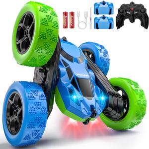 Hamdol Upgraded RC Car for Kids, 360° Rotating Double Sided Stunt Vehicle with Headlights, 2.4GHz 4WD Remote Control Car, USB-C Rechargeable Electric Toy, Birthday for Boys & Girls, Pro