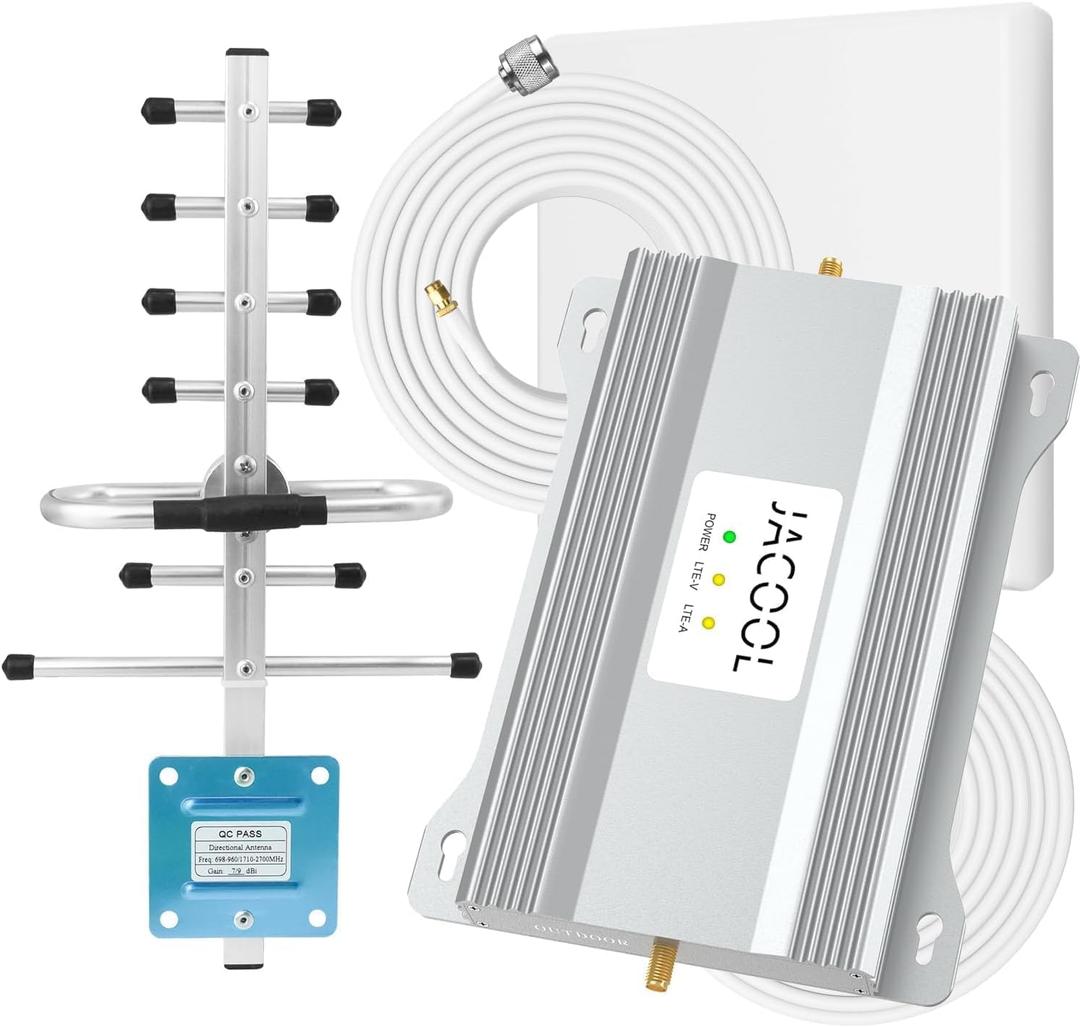 Cell Phone Signal Booster for Home Office | Boost 4G 5G LTE Signal Verizon and AT&T on Band 12/13/17 | Dual Band Cellular Repeater with High Gain Antennas Cover 5000 sq ft | FCC Approved (Brown)