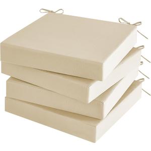 Outdoor Chair Cushions Set of 4 for Outdoor Patio Furniture, Waterproof Patio Seat Cushions with Handle & Ties, 3 Year Color Fastness Square Garden Sofa Couch Pads, 19" x 19" x 3", Beige, 19 x 19 x 3 In - 4