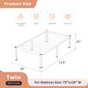 VIPSHOW 14 Inch White Twin Heavy Duty 3500lbs Bed Frame with Round-Corner