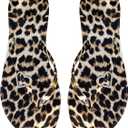 OYOANGLE Women's Leopard Print Flip Flop Sandals Rhinestone Heart Decor Vacation Casual Thong Sandal (10.5, Brown and Black)