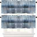 2 Pack Navy Blue Window Valances, Abstract Art Valances for Windows Treatment, Farmhouse Rod Pocket Decorative Curtain Valance for Bathroom Bedroom Living Room, 54 X 18 In Blue, 2 Panel