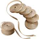 10 Rolls Burlap Ribbon Natural Burlap Fabric Ribbon 1/4 inches Tan Jute Linen Ribbon Rolls for Gift Wrapping Bows Making,DIY Crafts,Party Decoration (5 yard x 10 Roll, Beige)