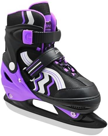 SMOOJOY Adjustable Ice Skates for Kids Boys Girls, Smooth Blades Iceskates, Breathable Fabric and Comfortable Lining Ice Skates, Hockey Skates Shoes for Ages 3-12, Outdoor and Indoor Rink