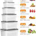 6 x 6 PCS Fruit Storage Containers for Fridge with Removable Colanders, 6 Plastic Food Storage Containers with 6 Lids, Leakproof Produce Containers Keep Fruits, Vegetables, Berry, Meat Fresh Longer