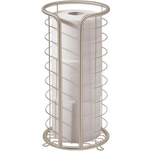 mDesign Metal Free Standing Toilet Paper Organizer Stand, 3 Rolls Of Jumbo Toilet Tissue Storage, Bathroom Decor Accessory For Under Sink, Vanity, And Inside Cabinet Shelf, Omni Collection