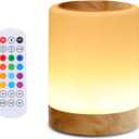 OORUN Touch Bedside Table Lamp,13 RGB Colors & 5 Brightness, USB Rechargeable Desk Lamp, Remote Control Dimmable Night Light with RGB Color Changing,Portable Lamp for Baby, Bedroom, Living Room